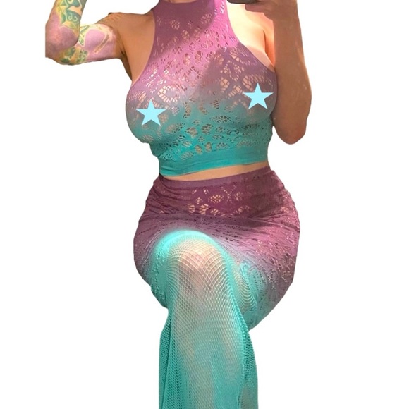 Lingerie Set: Purple/Teal Ombré Mermaid Maxi Skirt OS (NWT) - Picture 2 of 3